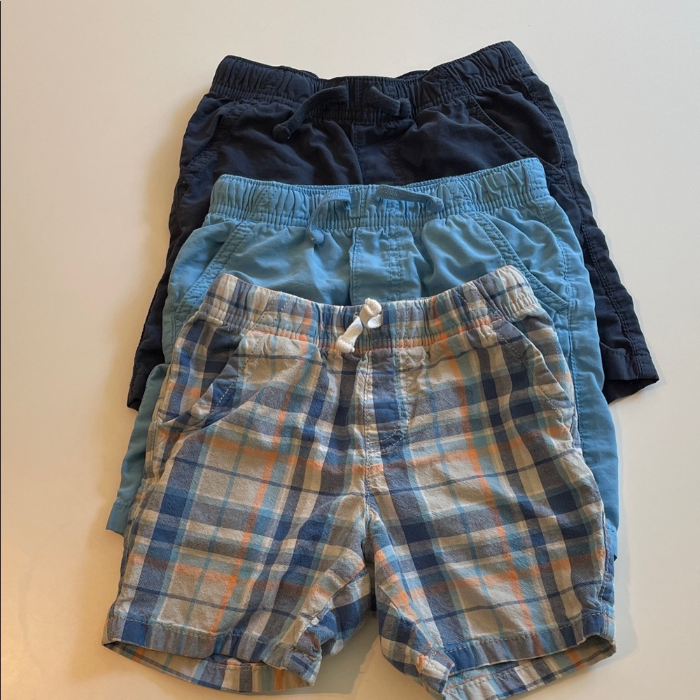 Jumping Beans Kids Plaid and Solid Shorts Set - Blue and Navy